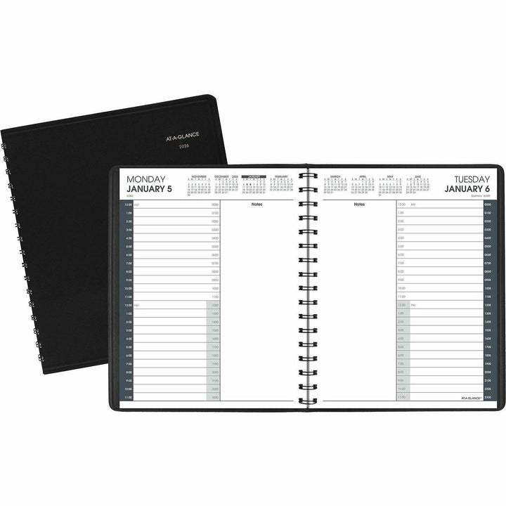 Image of AT-A-GLANCE® Daily Appt Book,12 Mths Jan-Dec, 6-7/8"x8-3/4", Black