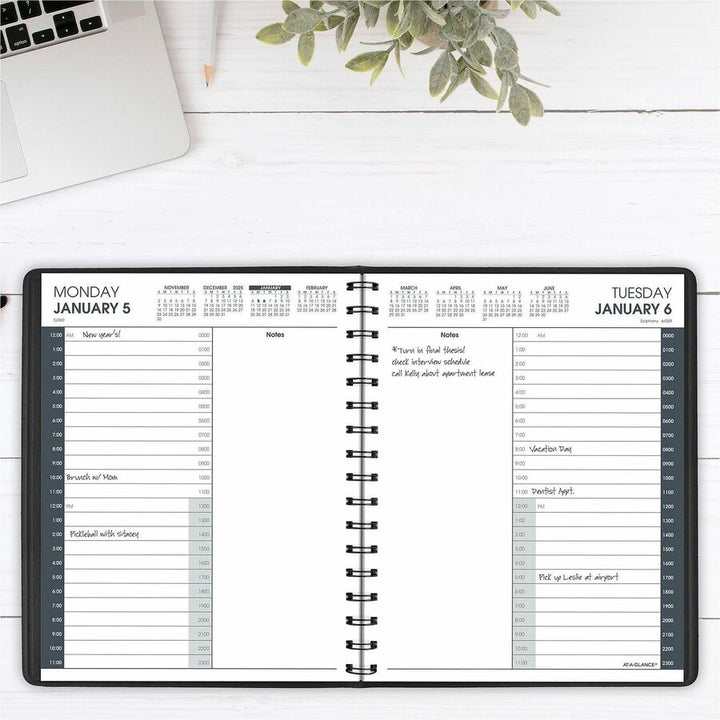 Image of AT-A-GLANCE® Daily Appt Book,12 Mths Jan-Dec, 6-7/8"x8-3/4", Black