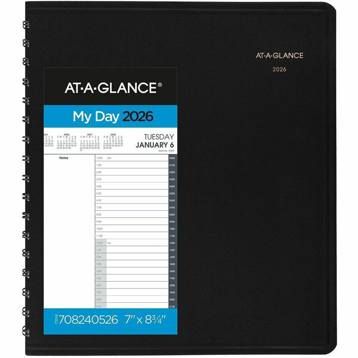 Image of AT-A-GLANCE® Daily Appt Book,12 Mths Jan-Dec, 6-7/8"x8-3/4", Black
