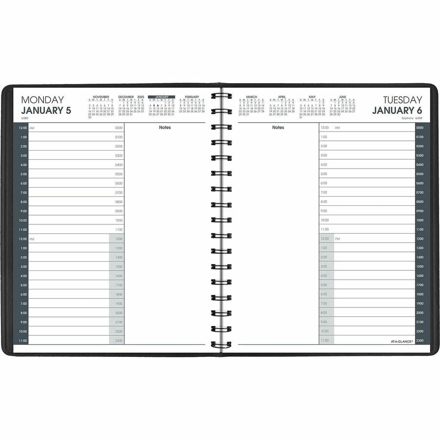 Image of AT-A-GLANCE® Daily Appt Book,12 Mths Jan-Dec, 6-7/8"x8-3/4", Black