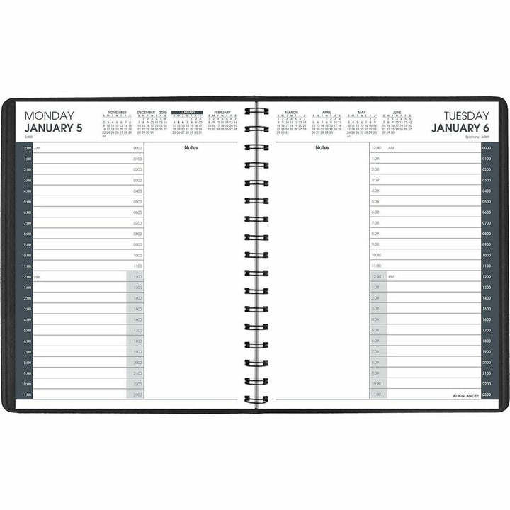 Image of AT-A-GLANCE® Daily Appt Book,12 Mths Jan-Dec, 6-7/8"x8-3/4", Black