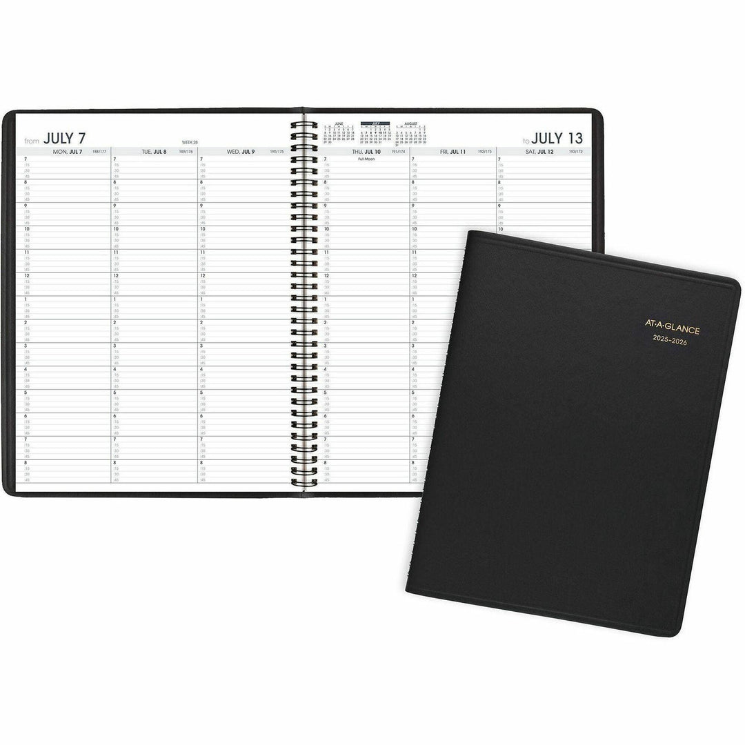 Image of AT-A-GLANCE® Weekly Appointment Book, 11 x 8.25, Black Cover, 14-Month (July to Aug): 2024 to 2025