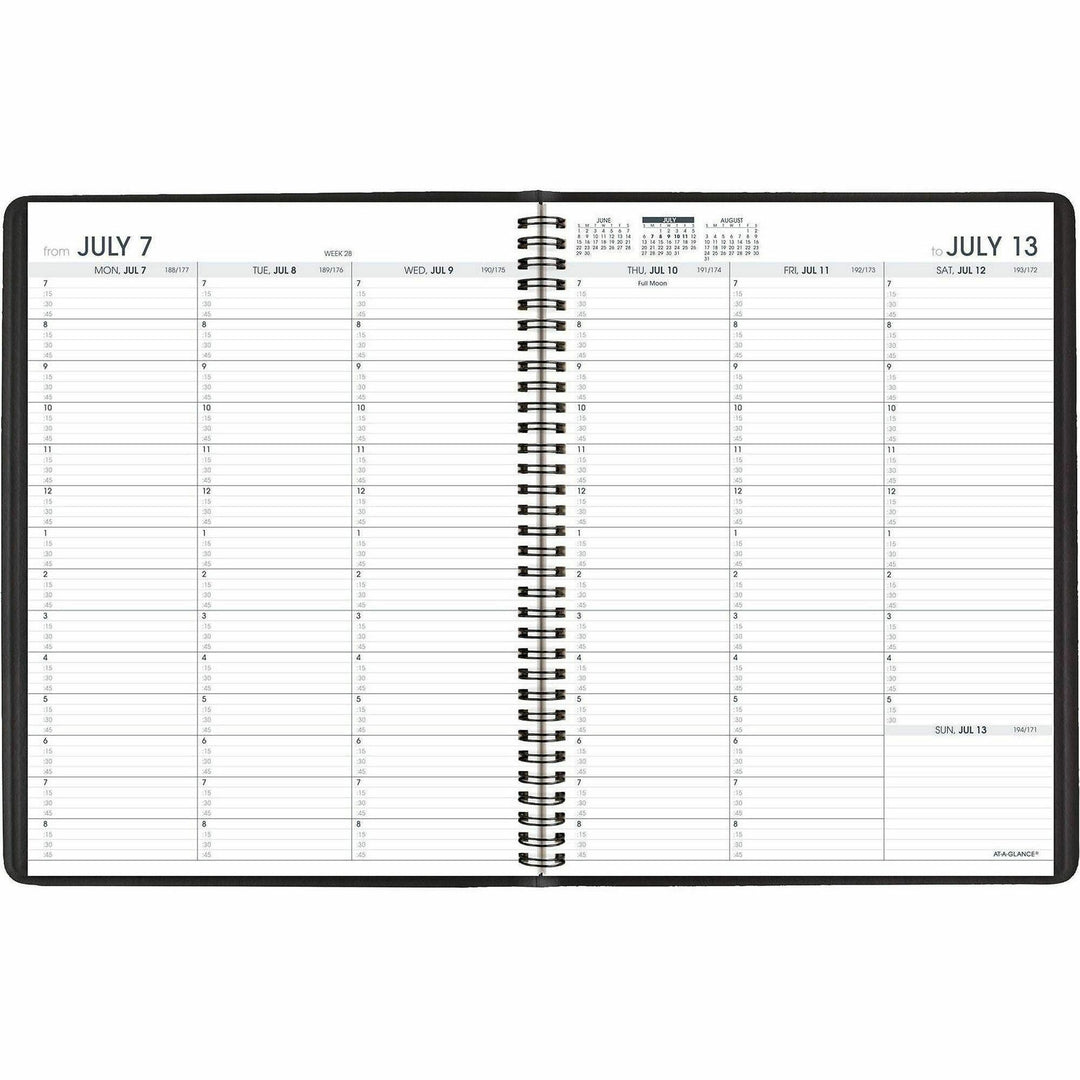 Image of AT-A-GLANCE® Weekly Appointment Book, 11 x 8.25, Black Cover, 14-Month (July to Aug): 2024 to 2025