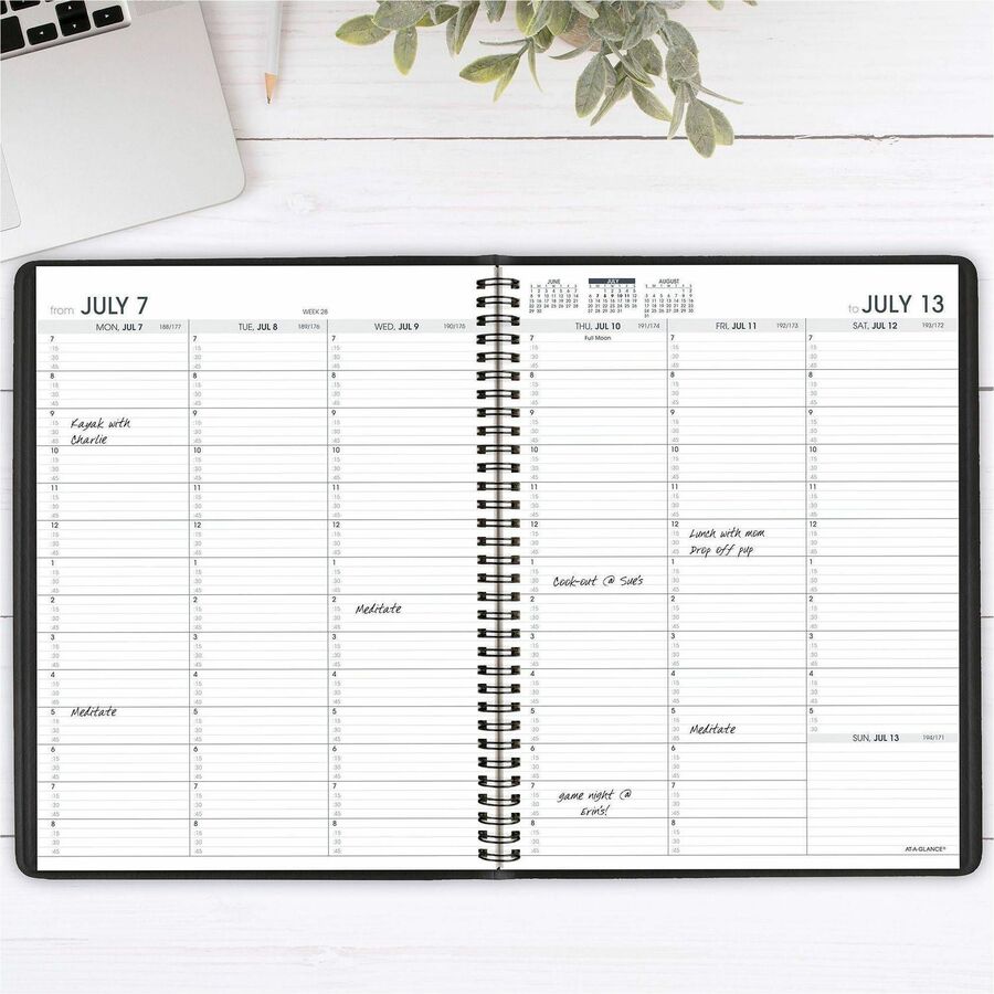 Image of AT-A-GLANCE® Weekly Appointment Book, 11 x 8.25, Black Cover, 14-Month (July to Aug): 2024 to 2025