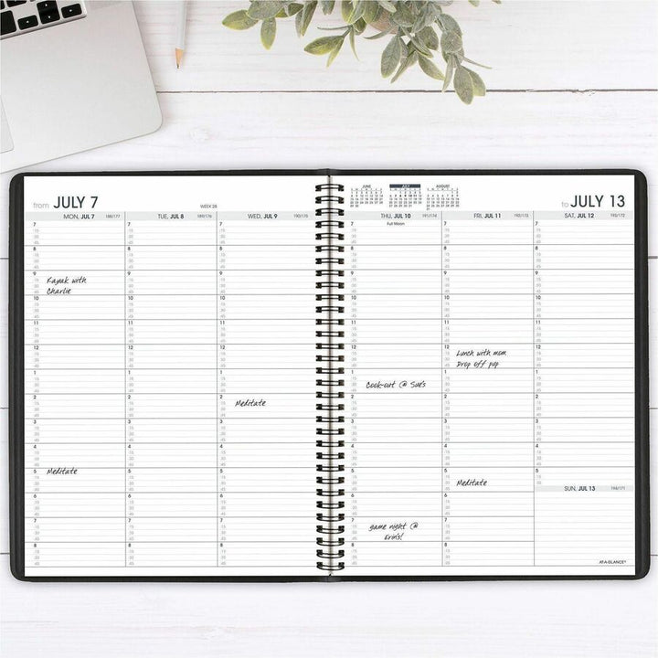Image of AT-A-GLANCE® Weekly Appointment Book, 11 x 8.25, Black Cover, 14-Month (July to Aug): 2024 to 2025