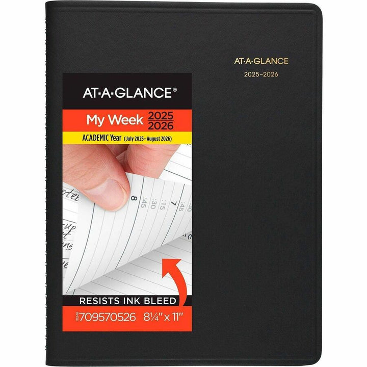 Image of AT-A-GLANCE® Weekly Appointment Book, 11 x 8.25, Black Cover, 14-Month (July to Aug): 2024 to 2025