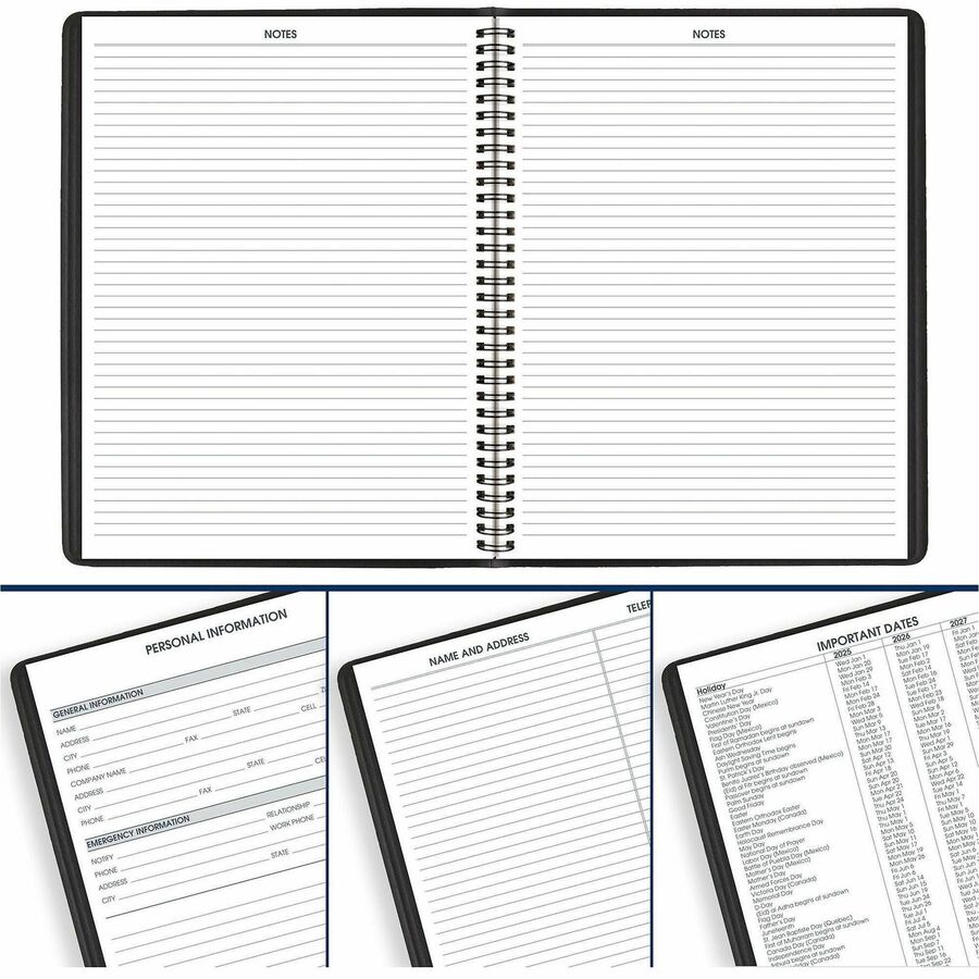 Image of AT-A-GLANCE® Weekly Appointment Book, 11 x 8.25, Black Cover, 14-Month (July to Aug): 2024 to 2025