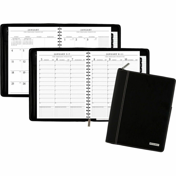 Image of AT-A-GLANCE® Exec Wkly/Mthly Zip Planner,12 Mth Jan-Dec,8-1/4"x10-7/8",BK