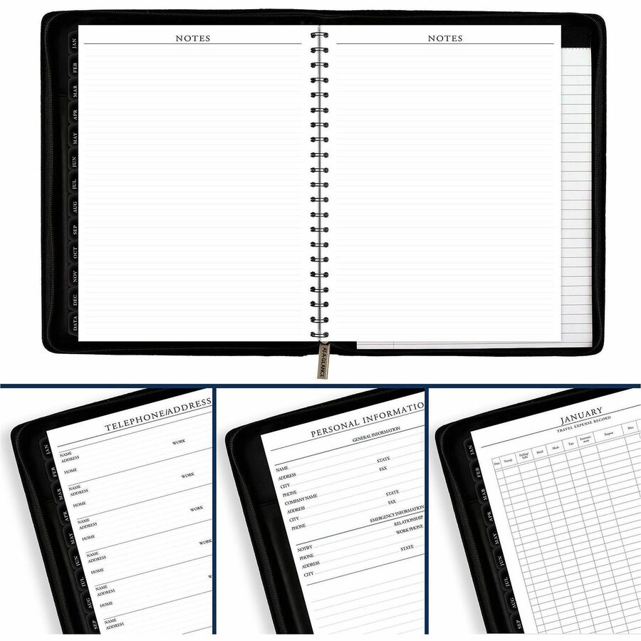 Image of AT-A-GLANCE® Exec Wkly/Mthly Zip Planner,12 Mth Jan-Dec,8-1/4"x10-7/8",BK