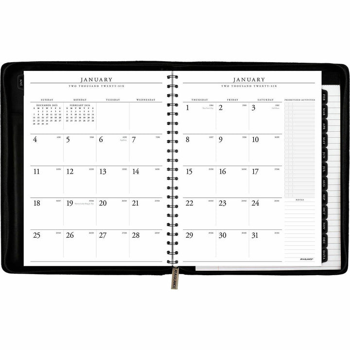 Image of AT-A-GLANCE® Exec Wkly/Mthly Zip Planner,12 Mth Jan-Dec,8-1/4"x10-7/8",BK