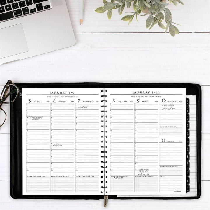 Image of AT-A-GLANCE® Exec Wkly/Mthly Zip Planner,12 Mth Jan-Dec,8-1/4"x10-7/8",BK