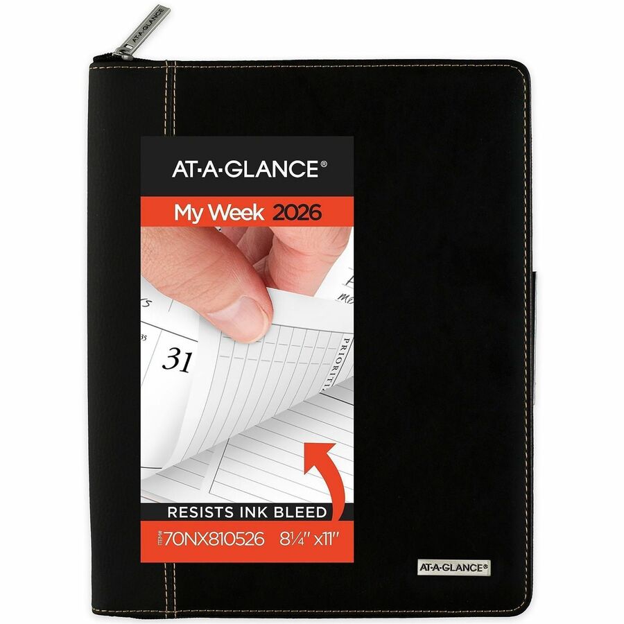 Image of AT-A-GLANCE® Exec Wkly/Mthly Zip Planner,12 Mth Jan-Dec,8-1/4"x10-7/8",BK