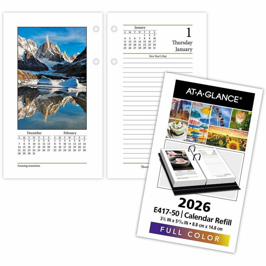 Image of AT-A-GLANCE® Desk Cal Refill, Color Photos, F/17-Style Bases, 3-1/2"x6"