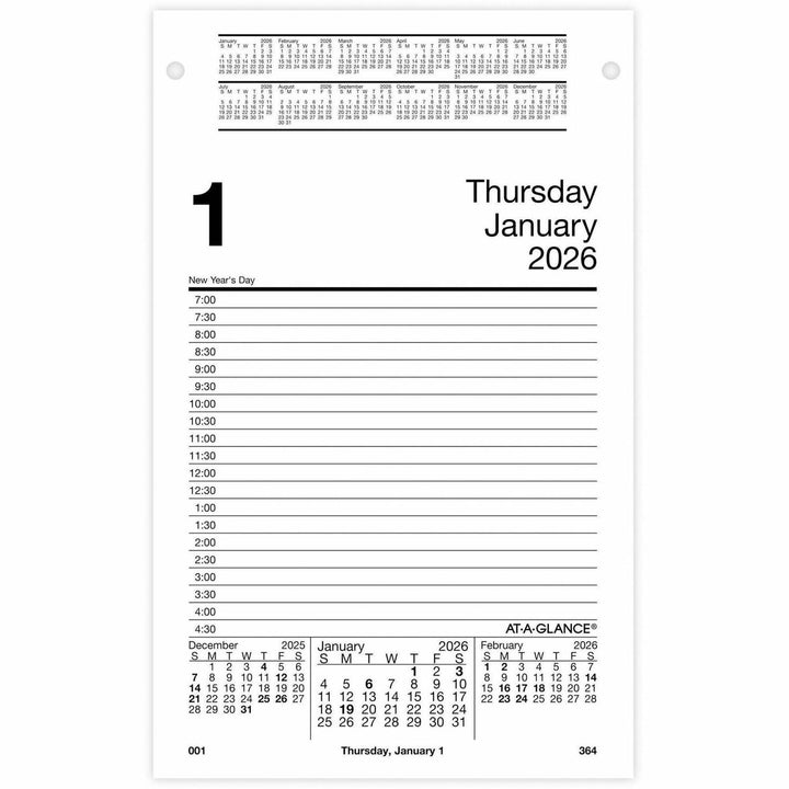 Image of AT-A-GLANCE® Daily Desk Calendar Refill, F/ E58 Base, Jan-Dec, 5"x8"
