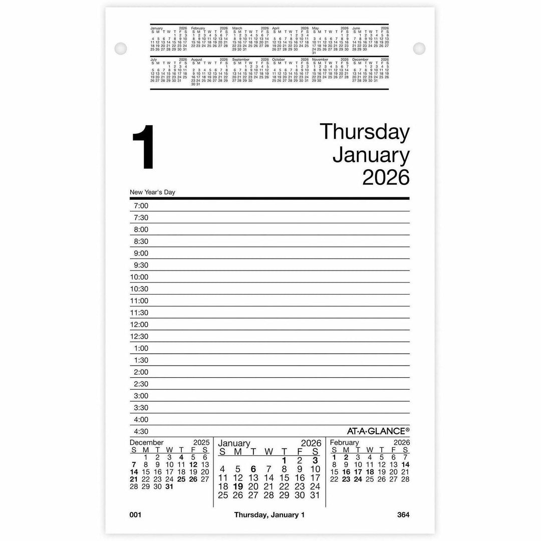 Image of AT-A-GLANCE® Daily Desk Calendar Refill, F/ E58 Base, Jan-Dec, 5"x8"