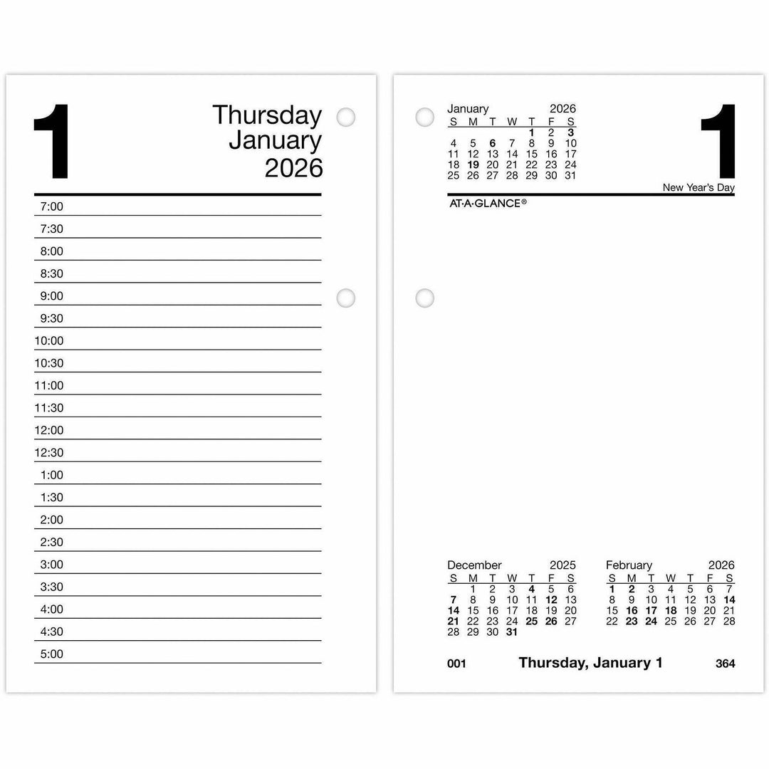Image of AT-A-GLANCE® Desk Calendar Refill with Tabs, 3.5 x 6, White Sheets, 12-Month (Jan to Dec): 2025