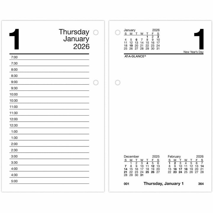 Image of AT-A-GLANCE® Desk Calendar Refill with Tabs, 3.5 x 6, White Sheets, 12-Month (Jan to Dec): 2025
