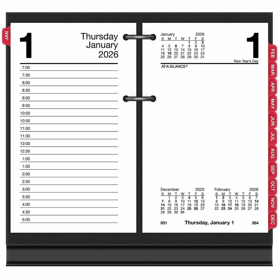 Image of AT-A-GLANCE® Desk Calendar Refill with Tabs, 3.5 x 6, White Sheets, 12-Month (Jan to Dec): 2025