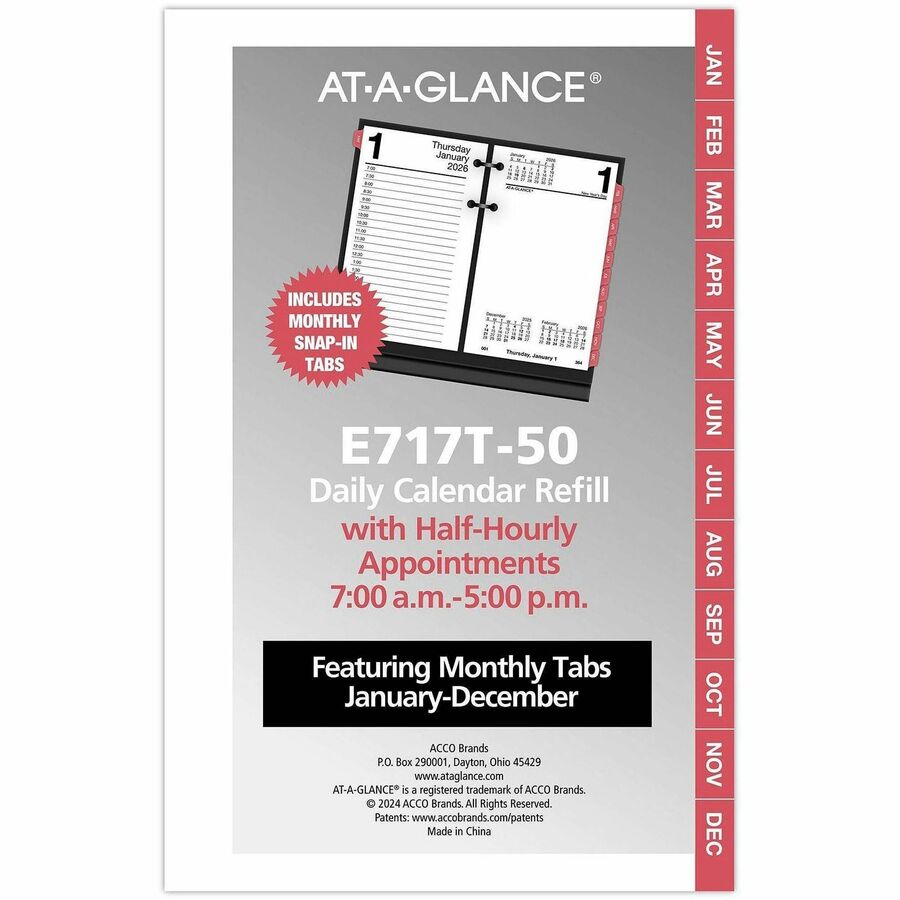 Image of AT-A-GLANCE® Desk Calendar Refill with Tabs, 3.5 x 6, White Sheets, 12-Month (Jan to Dec): 2025
