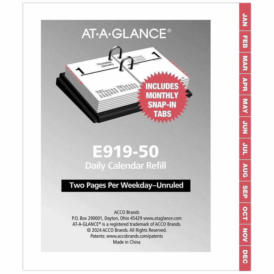 Image of AT-A-GLANCE® Compact Desk Calendar Refill, 3 x 3.75, White Sheets, 12-Month (Jan to Dec): 2025