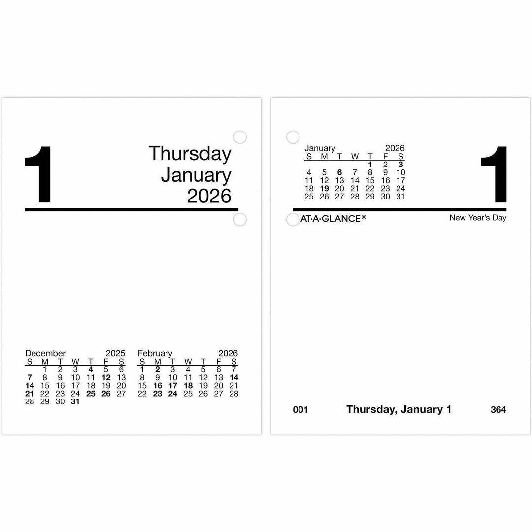 Image of AT-A-GLANCE® Compact Desk Calendar Refill, 3 x 3.75, White Sheets, 12-Month (Jan to Dec): 2025