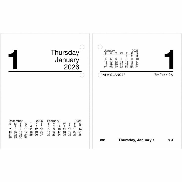 Image of AT-A-GLANCE® Compact Desk Calendar Refill, 3 x 3.75, White Sheets, 12-Month (Jan to Dec): 2025