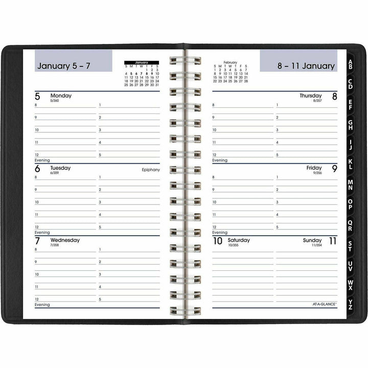 Image of AT-A-GLANCE® DayMinder Weekly Pocket Appointment Book with Telephone/Address Section, 6 x 3.5, Black Cover, 12-Month (Jan to Dec): 2025