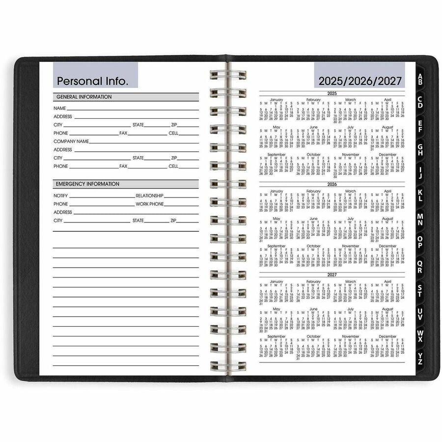 Image of AT-A-GLANCE® DayMinder Weekly Pocket Appointment Book with Telephone/Address Section, 6 x 3.5, Black Cover, 12-Month (Jan to Dec): 2025