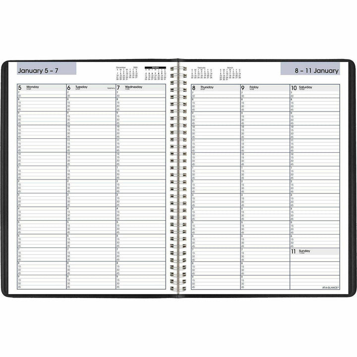 Image of AT-A-GLANCE® DayMinder Weekly Appointment Book, Vertical-Column Format, 11 x 8, Black Cover, 12-Month (Jan to Dec): 2025