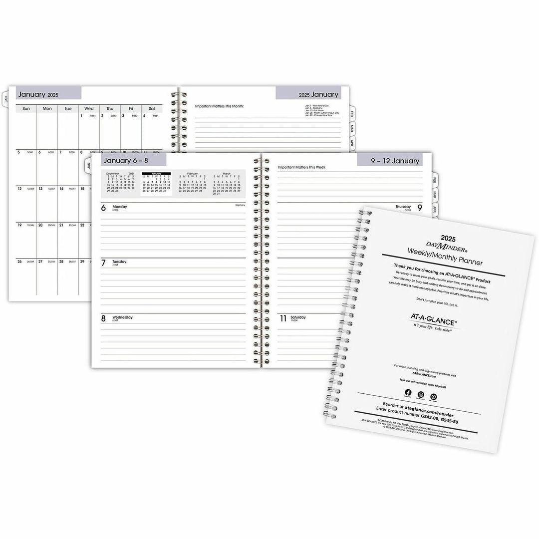 Image of AT-A-GLANCE® DayMinder Executive Weekly/Monthly Refill, 8.75 x 7, White Sheets, 12-Month (Jan to Dec): 2025
