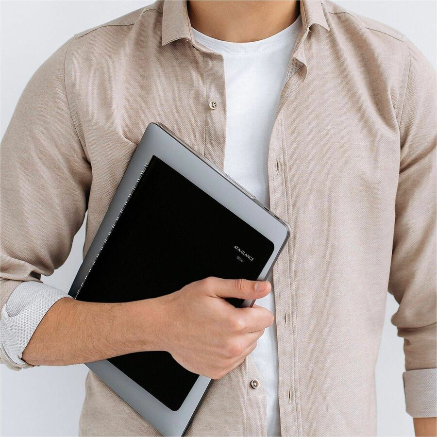 Image of AT-A-GLANCE® DayMinder Four-Person Group Daily Appointment Book, 11 x 8, Black Cover, 12-Month (Jan to Dec): 2025