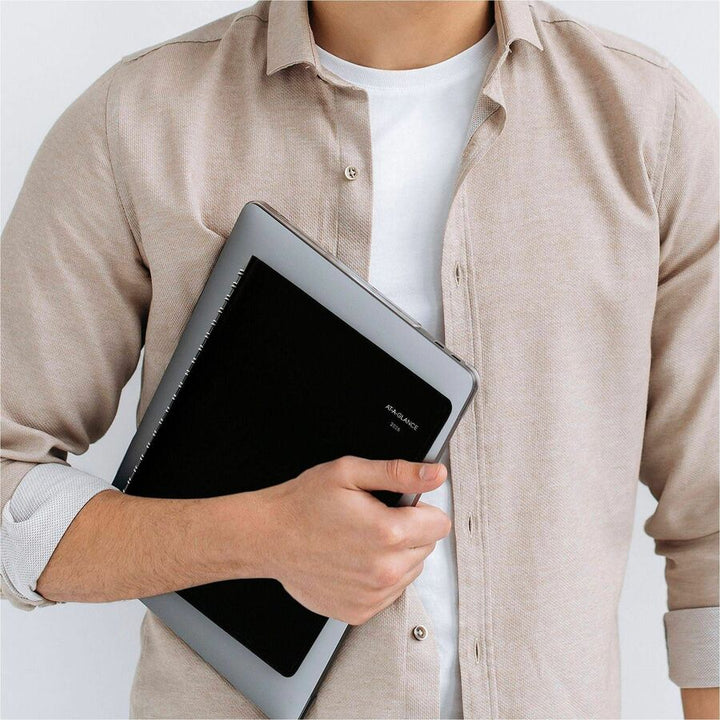 Image of AT-A-GLANCE® DayMinder Four-Person Group Daily Appointment Book, 11 x 8, Black Cover, 12-Month (Jan to Dec): 2025