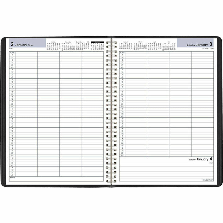 Image of AT-A-GLANCE® DayMinder Four-Person Group Daily Appointment Book, 11 x 8, Black Cover, 12-Month (Jan to Dec): 2025