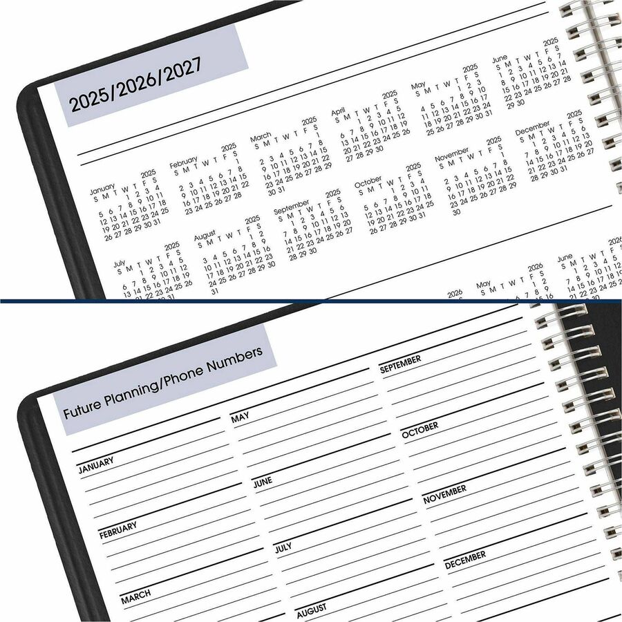 Image of AT-A-GLANCE® DayMinder Four-Person Group Daily Appointment Book, 11 x 8, Black Cover, 12-Month (Jan to Dec): 2025