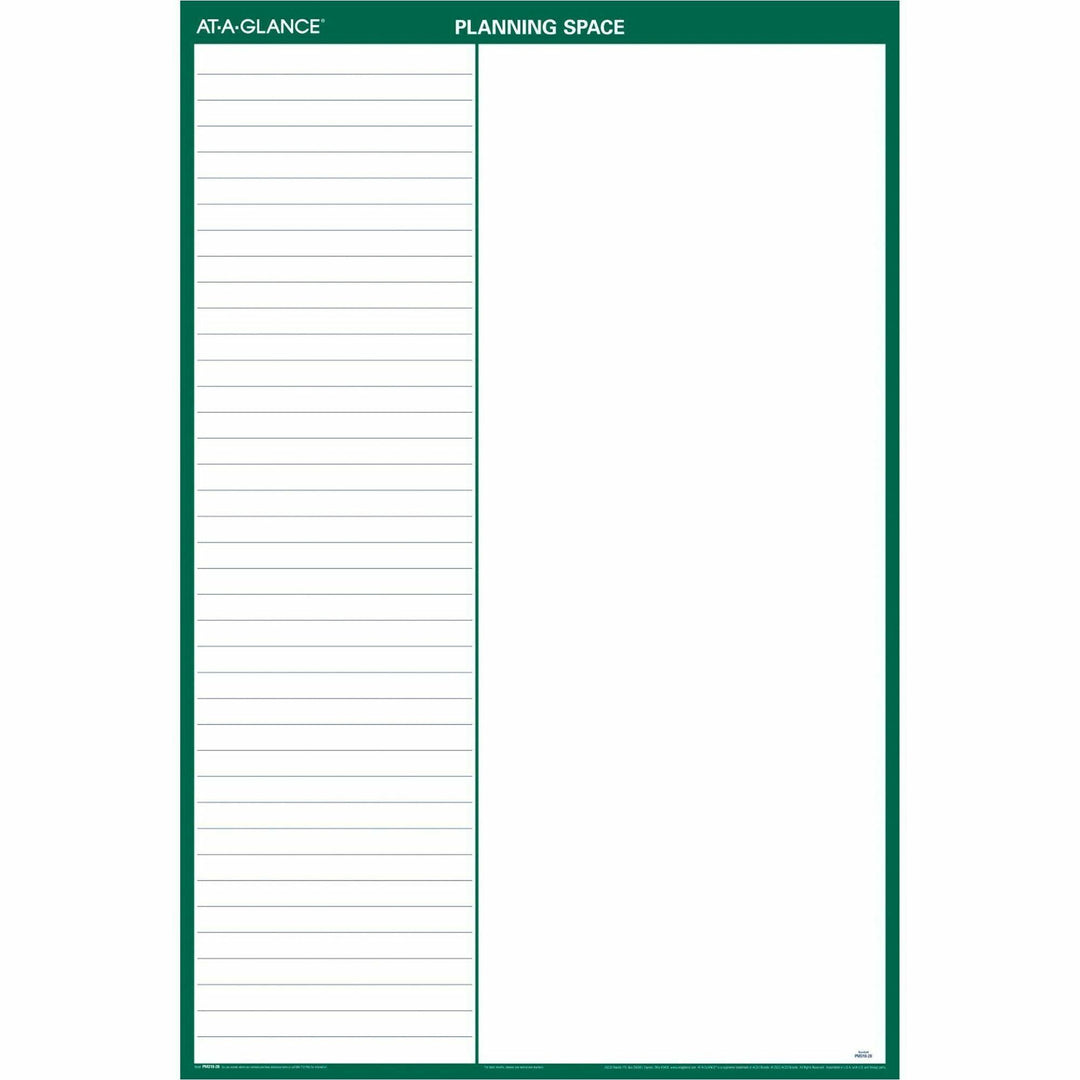 Image of AT-A-GLANCE® Vertical Erasable Wall Planner, 32 x 48, White/Green Sheets, 12-Month (Jan to Dec): 2025