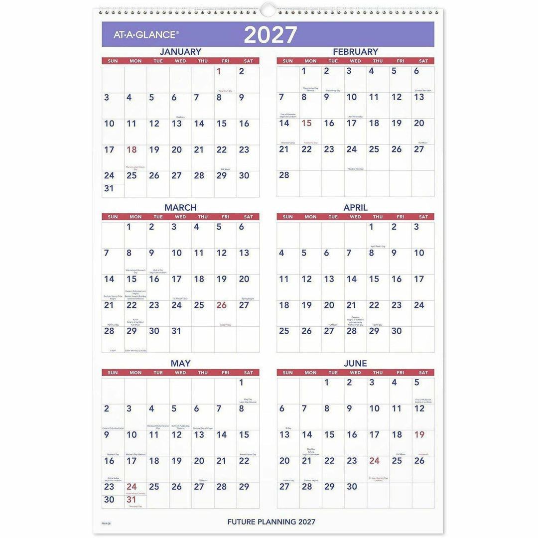 Image of AT-A-GLANCE® Monthly Wall Calendar with Ruled Daily Blocks, 20 x 30, White Sheets, 12-Month (Jan to Dec): 2025