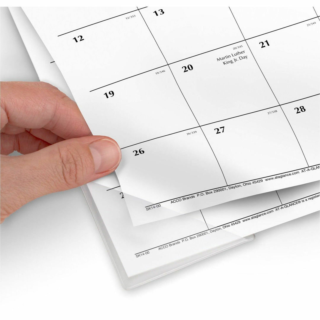 Image of AT-A-GLANCE® Compact Desk Pad, 18 x 11, White Sheets, Black Binding, Clear Corners, 12-Month (Jan to Dec): 2025