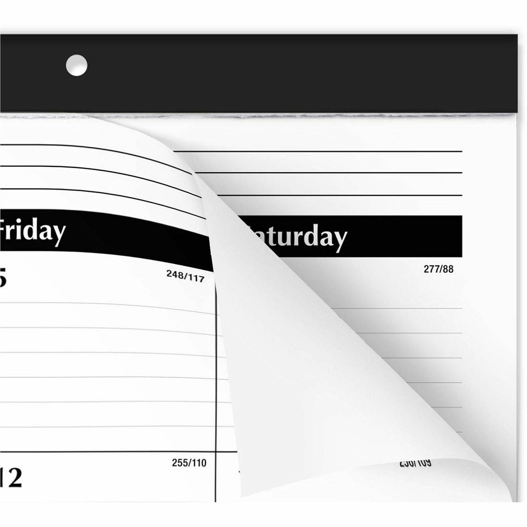 Image of AT-A-GLANCE® Academic Year Ruled Desk Pad, 21.75 x 17, White Sheets, Black Binding, Black Corners, 16-Month (Sept to Dec): 2024 to 2025
