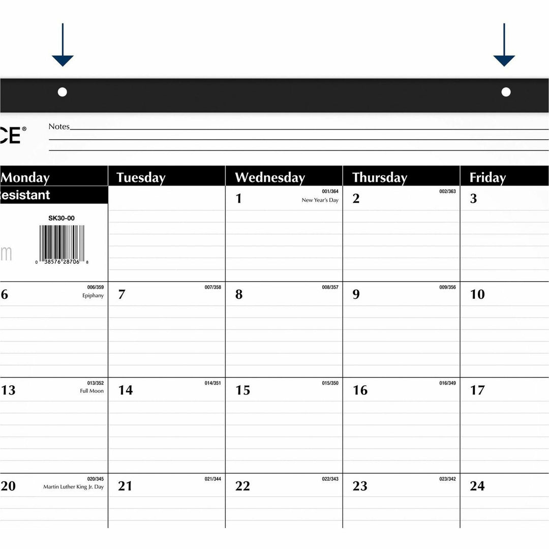 Image of AT-A-GLANCE® Ruled Desk Pad, 24 x 19, White Sheets, Black Binding, Black Corners, 12-Month (Jan to Dec): 2025