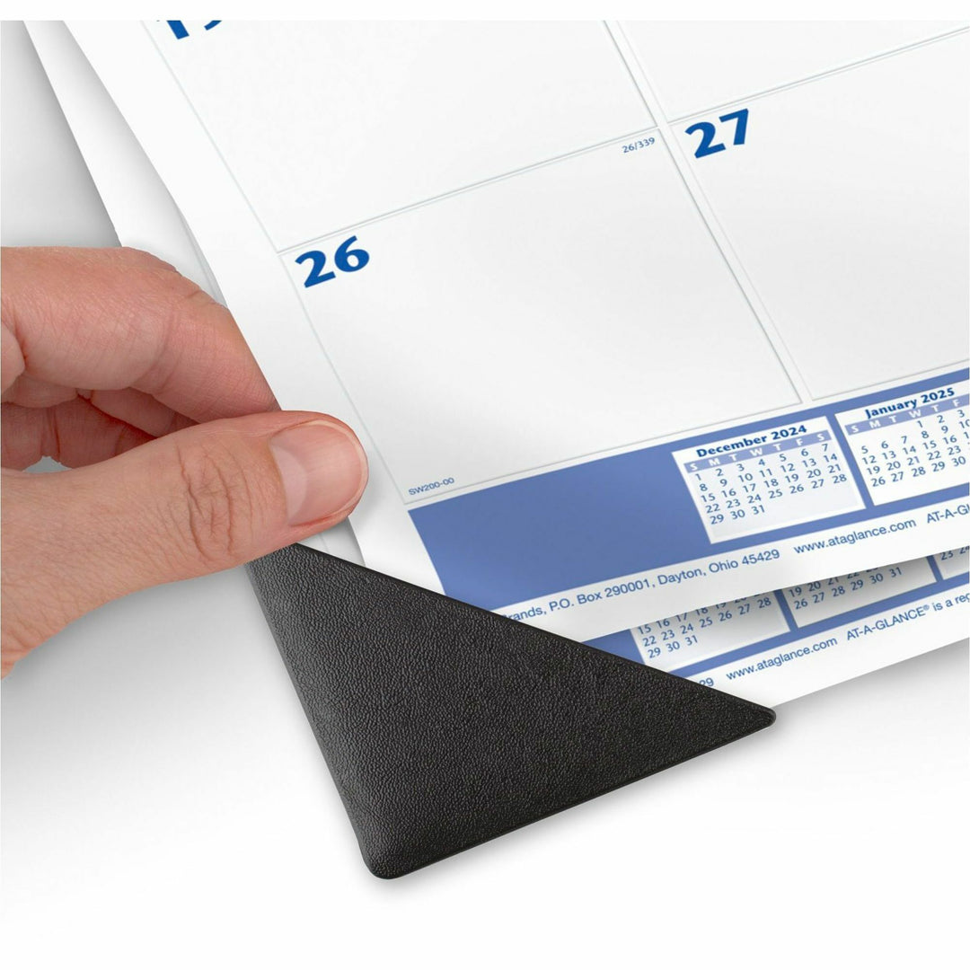 Image of AT-A-GLANCE® Desk Pad, 22 x 17, White Sheets, Black Binding, Black Corners, 12-Month (Jan to Dec): 2025