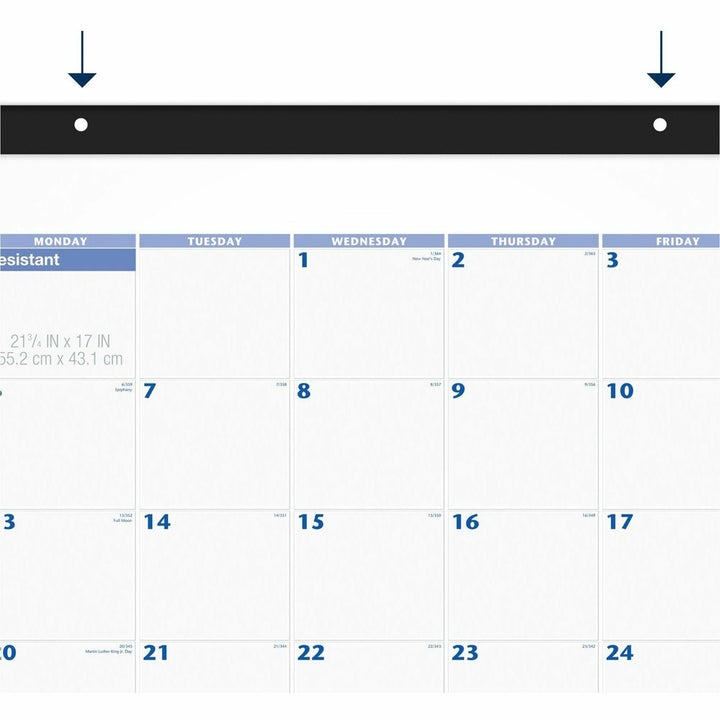 Image of AT-A-GLANCE® Desk Pad, 22 x 17, White Sheets, Black Binding, Black Corners, 12-Month (Jan to Dec): 2025