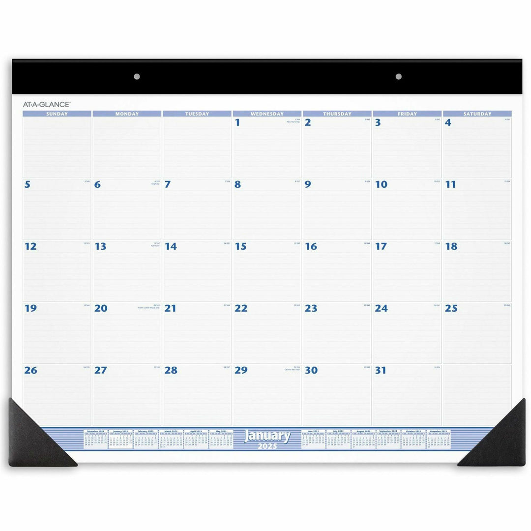 Image of AT-A-GLANCE® Desk Pad, 24 x 19, White Sheets, Black Binding, Black Corners, 12-Month (Jan to Dec): 2025