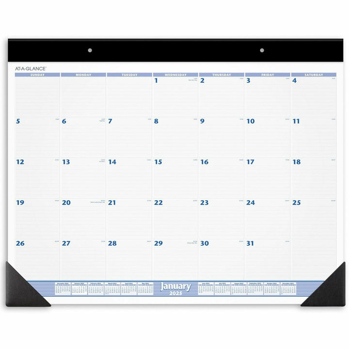 Image of AT-A-GLANCE® Desk Pad, 24 x 19, White Sheets, Black Binding, Black Corners, 12-Month (Jan to Dec): 2025