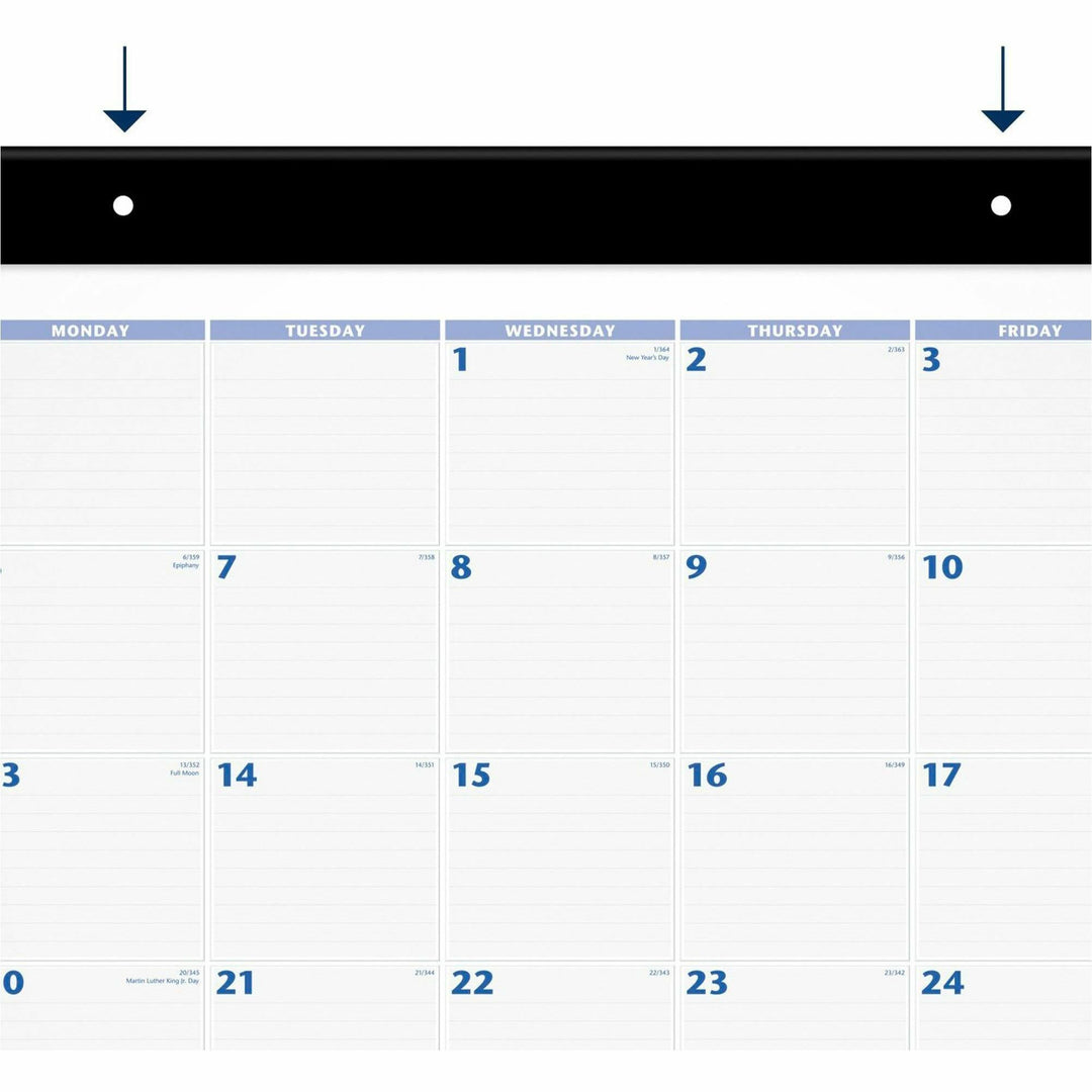Image of AT-A-GLANCE® Desk Pad, 24 x 19, White Sheets, Black Binding, Black Corners, 12-Month (Jan to Dec): 2025