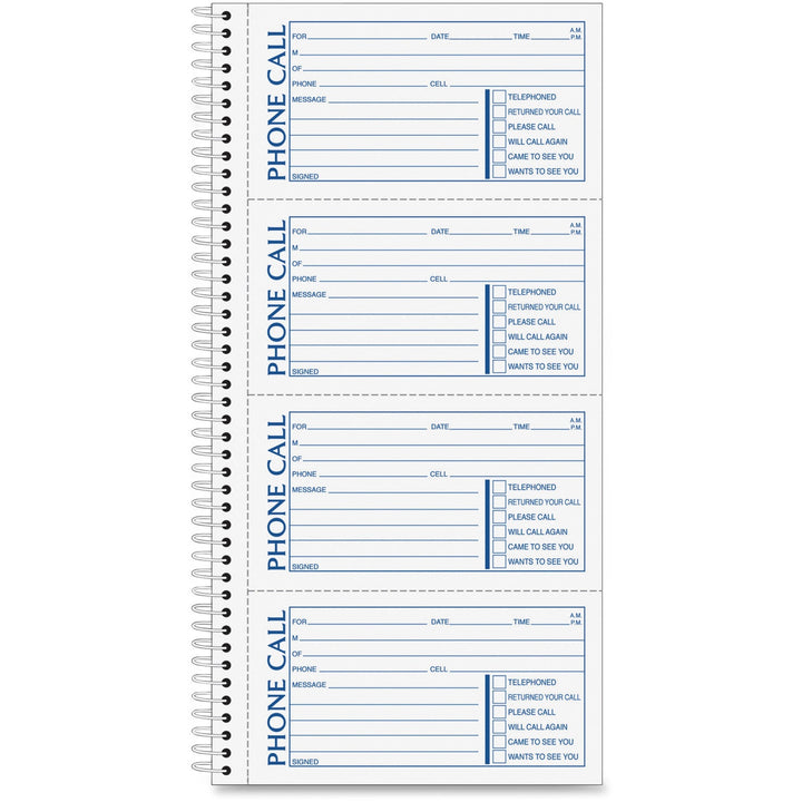 Image of Adams Phone Message Book, Spiral, 11"x5-1/2", 400 Sets/Book, Multi