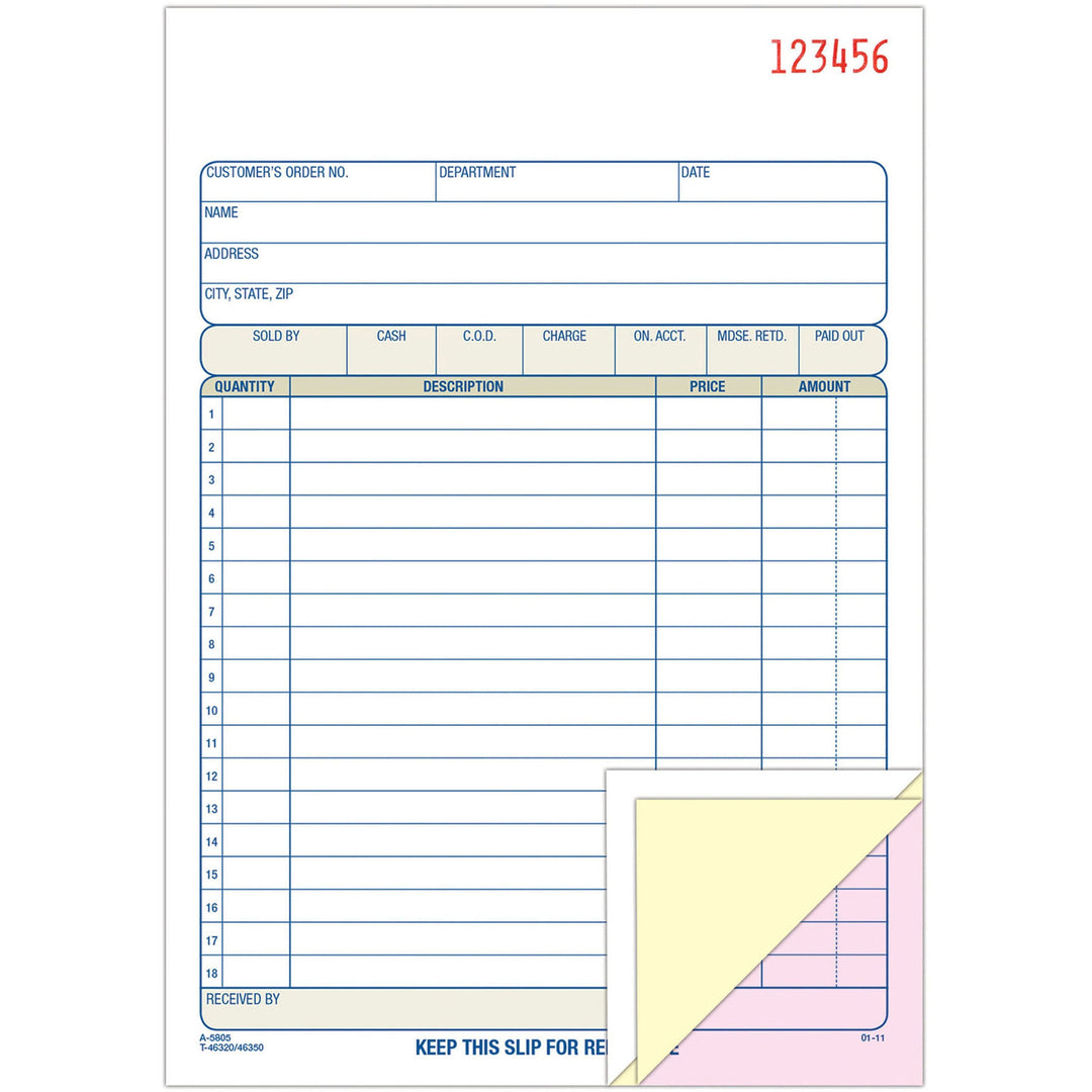 Image of Adams® Multipart Sales Order Pad, Three-Part Carbonless, 5.56 x 7.94, 50 Forms Total