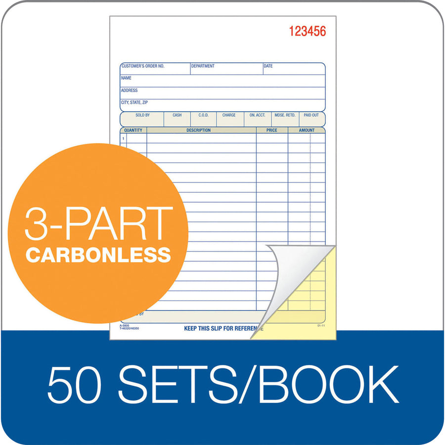 Image of Adams® Multipart Sales Order Pad, Three-Part Carbonless, 5.56 x 7.94, 50 Forms Total