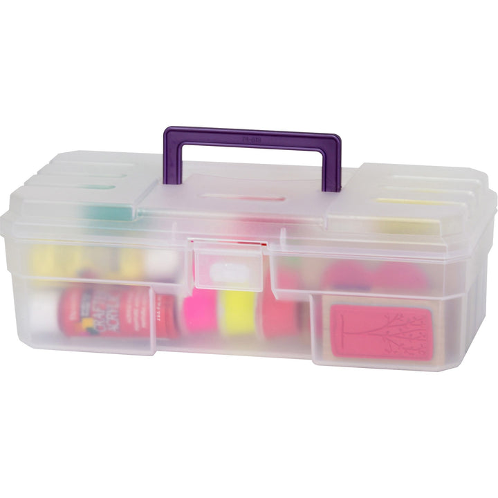 Image of Akro-Mils Supply Box, 6"x12"x4", Plastic, Clear/Purple