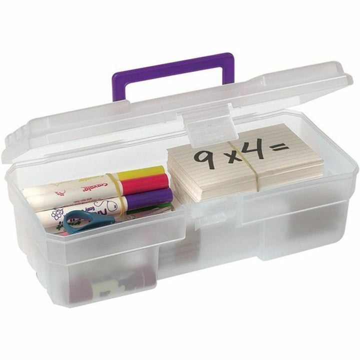 Image of Akro-Mils Supply Box, 6"x12"x4", Plastic, Clear/Purple