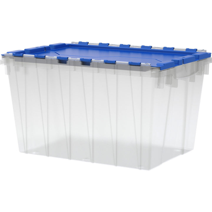 Image of Akro-Mils Storage Box, 12-Gallon, 15"x21-1/2"x12-1/2", Clear/Blue